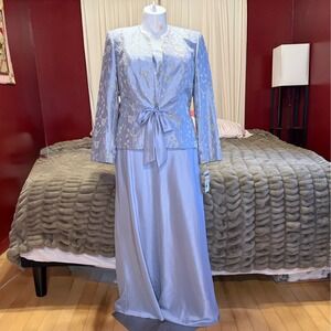 Cachet Jacket Dress Set Size 16 Periwinkle Blue Floral Mother of Bride Formal